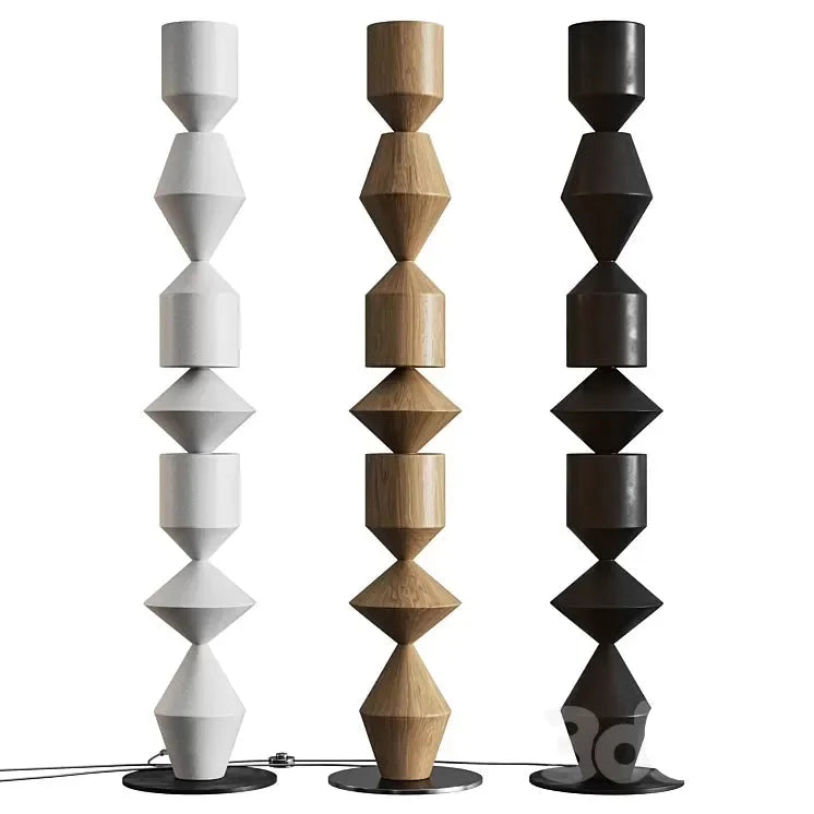 Floor Lamp Iron Geometric 60.2 in Walnut Living Room Ambient Modern Sculptural Lighting Decor | Thomler