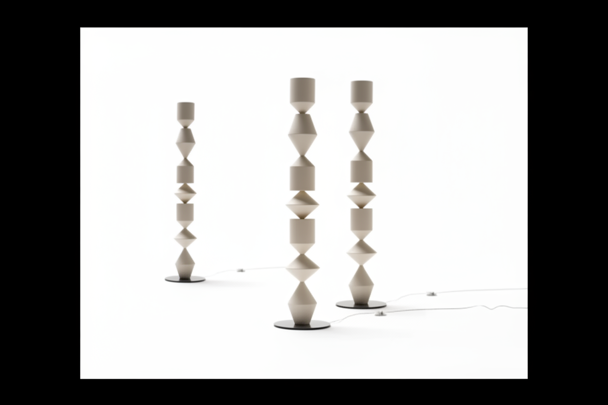Floor Lamp Iron Geometric 60.2 in Walnut Living Room Ambient Modern Sculptural Lighting Decor | Thomler