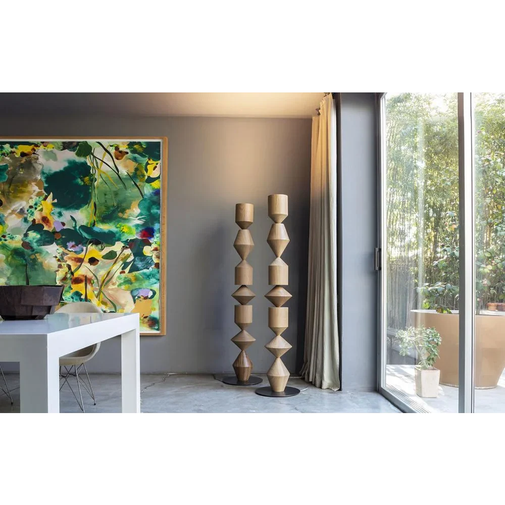 Floor Lamp Iron Geometric 60.2 in Walnut Living Room Ambient Modern Sculptural Lighting Decor | Thomler