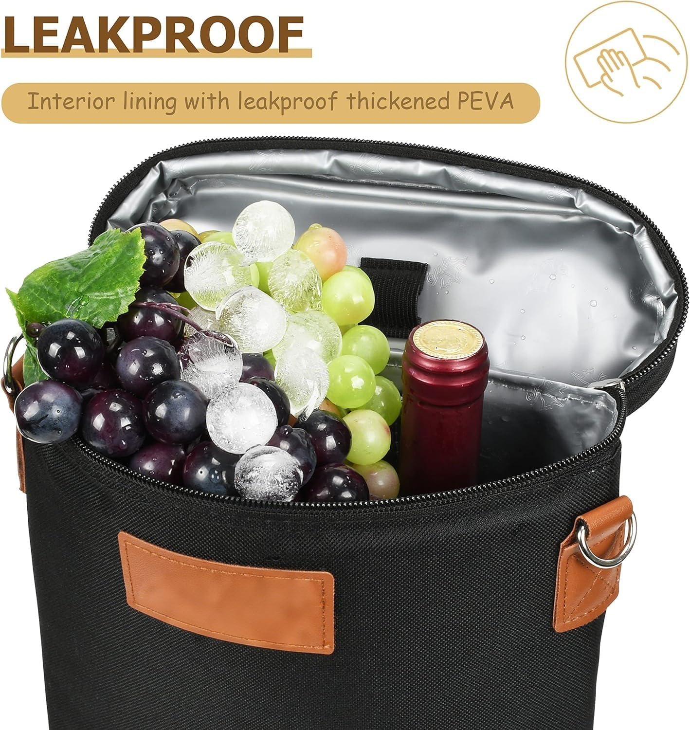 Double-Bottle Wine Tote with Padded Divider & Insulated Lining for Picnics, Travel, Parties | Thomler