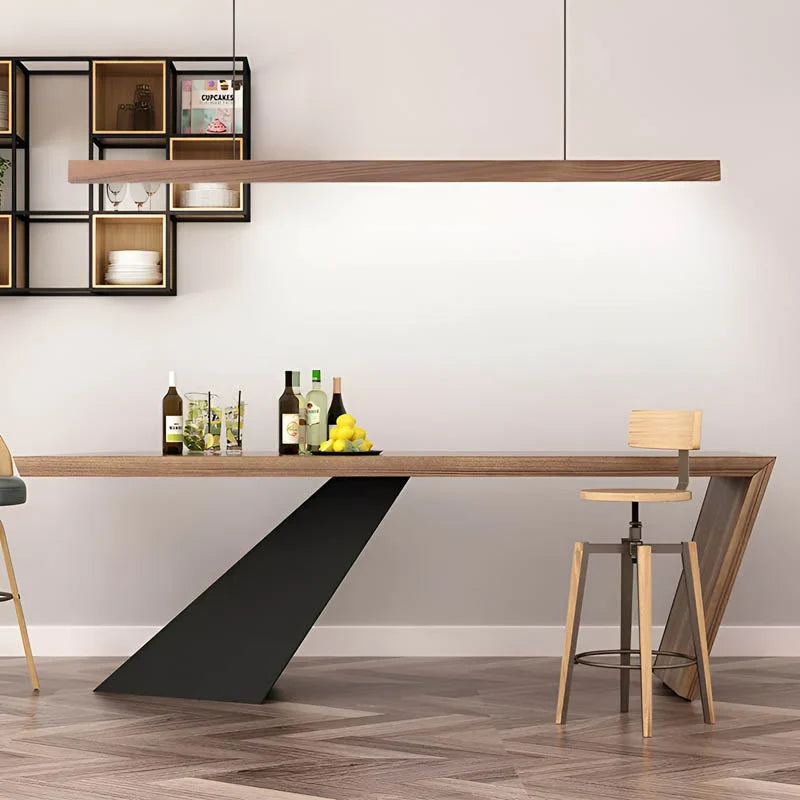 Linear Wood LED Pendant Light for Kitchen Island & Dining – Scandinavian Modern Hanging Fixture in Pine or Walnut | Thomler
