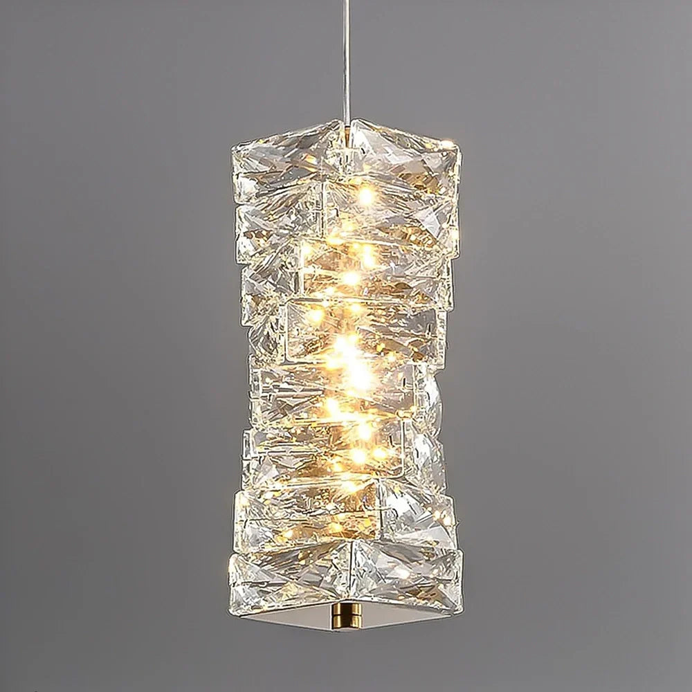 Pendant Light Crystal 12.0 cm LED Gold Chrome Kitchen Island Dining Room Hanging Ceiling Light Ice Block Design | Thomler