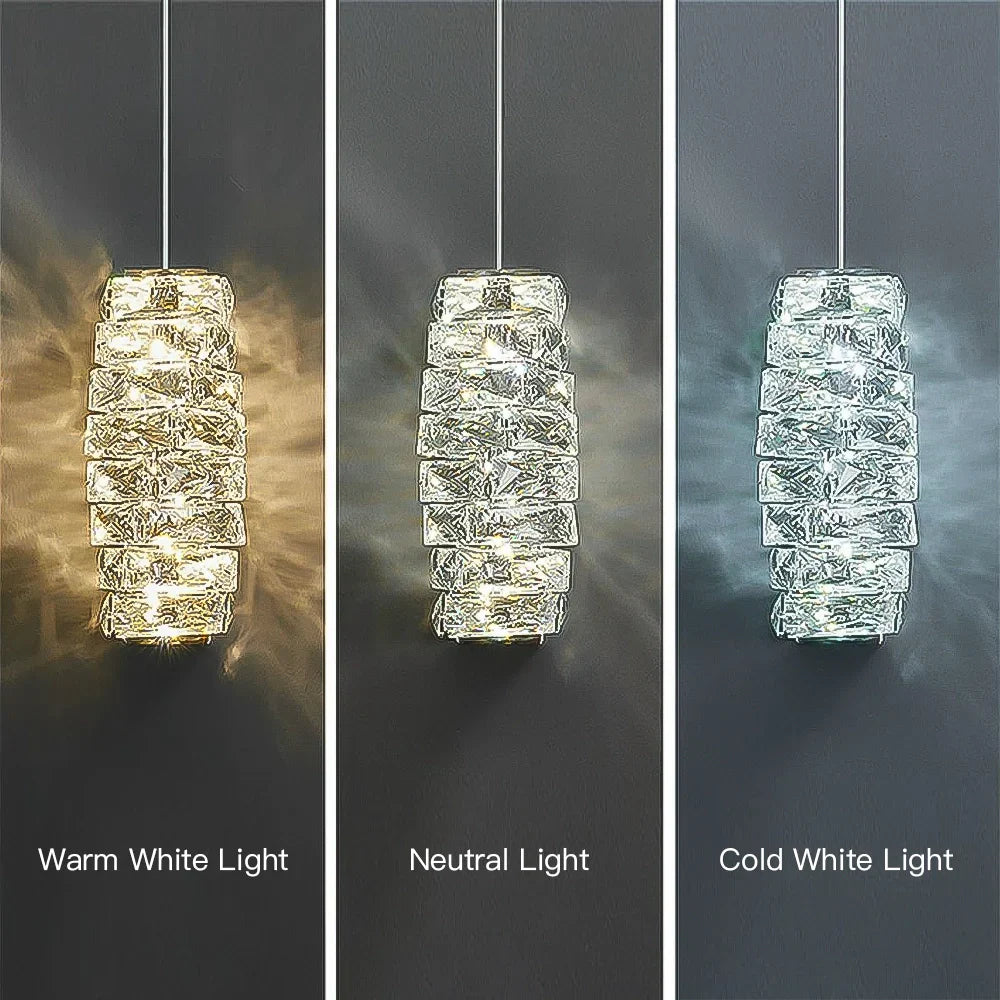 Pendant Light Crystal 12.0 cm LED Gold Chrome Kitchen Island Dining Room Hanging Ceiling Light Ice Block Design | Thomler