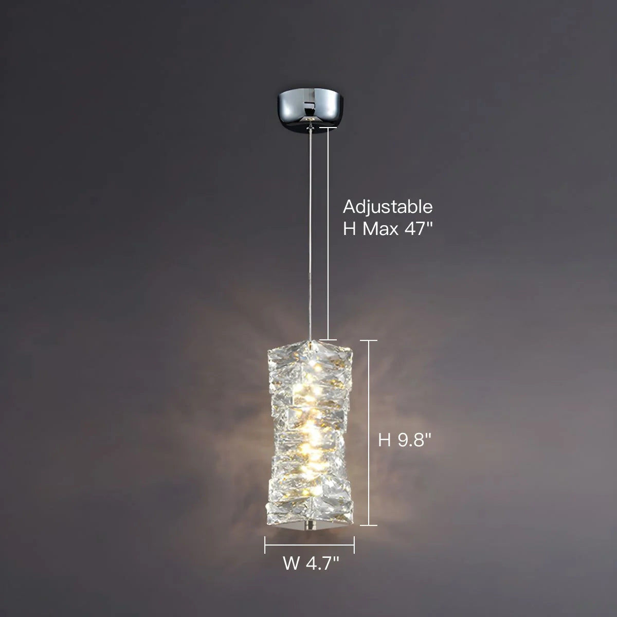 Pendant Light Crystal Stacked Glass 9.8 in LED Kitchen Island Dining Room Hanging Ceiling Fixture Modern Contemporary | Thomler