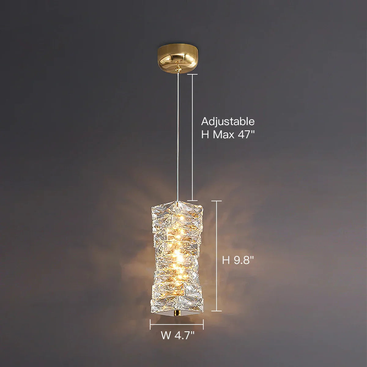 Pendant Light Crystal 12.0 cm LED Gold Chrome Kitchen Island Dining Room Hanging Ceiling Light Ice Block Design | Thomler