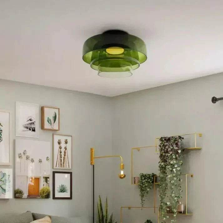 Layered Glass Ceiling Light with Adjustable LED – Contemporary Nordic Fixture for Dining and Living Rooms | Thomler
