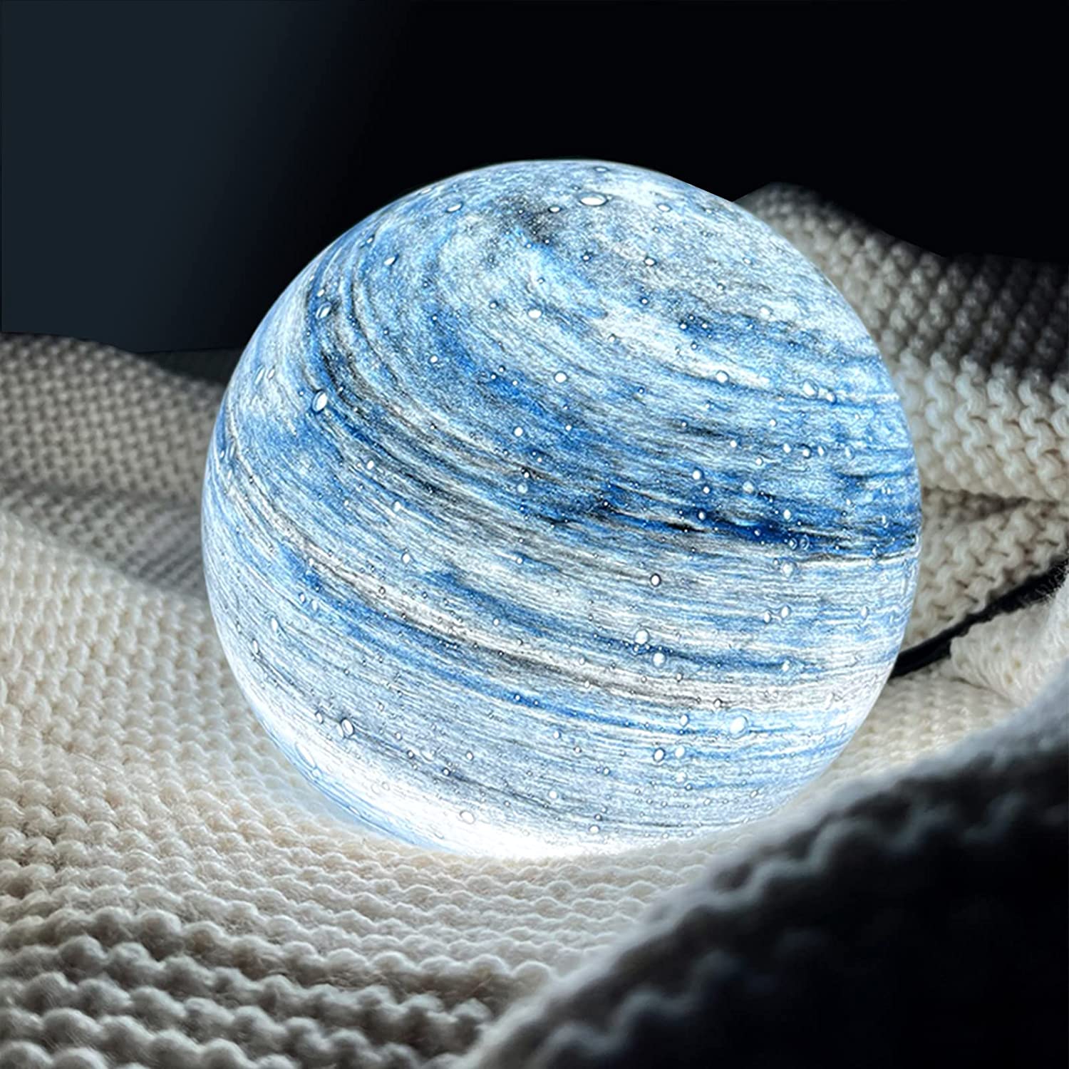 Table Lamp Glass 5 in 12 cm Diameter USB Rechargeable 16 Colors Mood Light Bedroom Living Room Decor | Thomler
