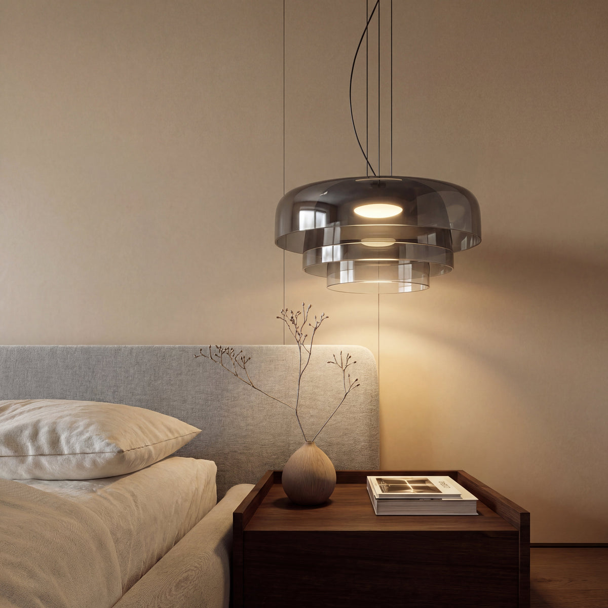 Hand-Blown Glass Pendant Light Fixture – 17 in Sculptural Dome Shade with Adjustable Cord for Kitchen Island, Dining Room, Entryway – Warm | Thomler