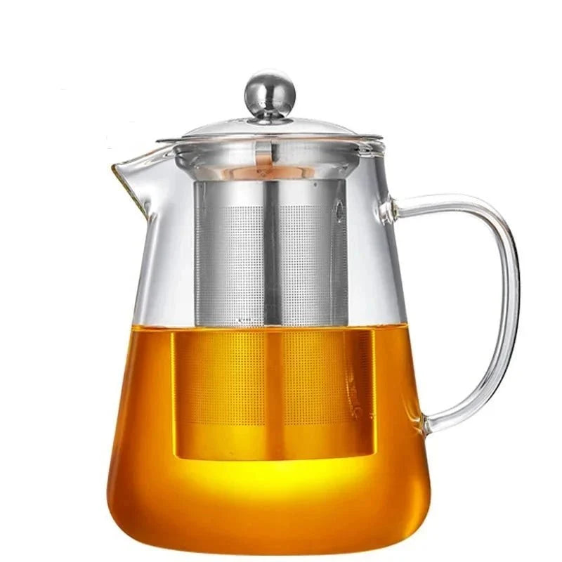 Clear Borosilicate Glass Teapot with Removable Stainless Steel Infuser & Lid for Loose Leaf Tea, Herbal Brews – Heat-Safe Brewing Kettle | Thomler