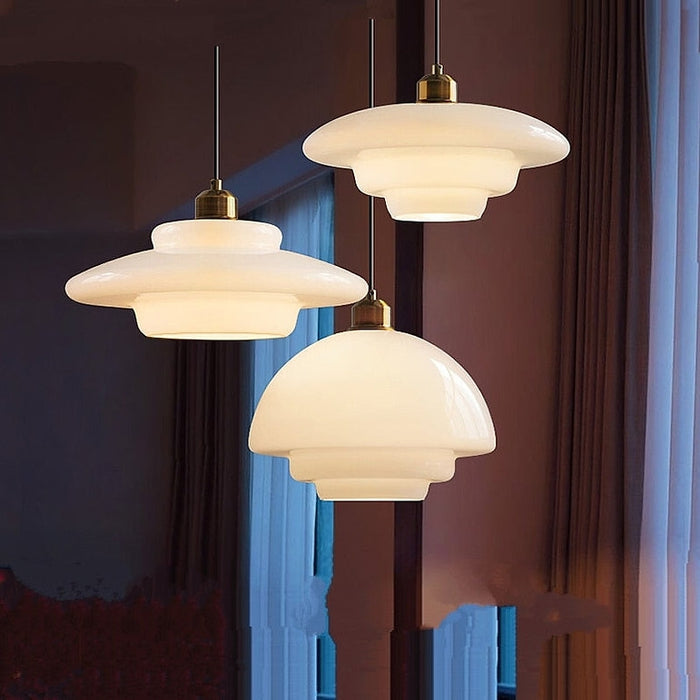 Pendant Light Frosted Glass 30.0 cm White Dining Room Art Deco Hanging Ceiling Lamp Adjustable Brass Detail | Thomler
