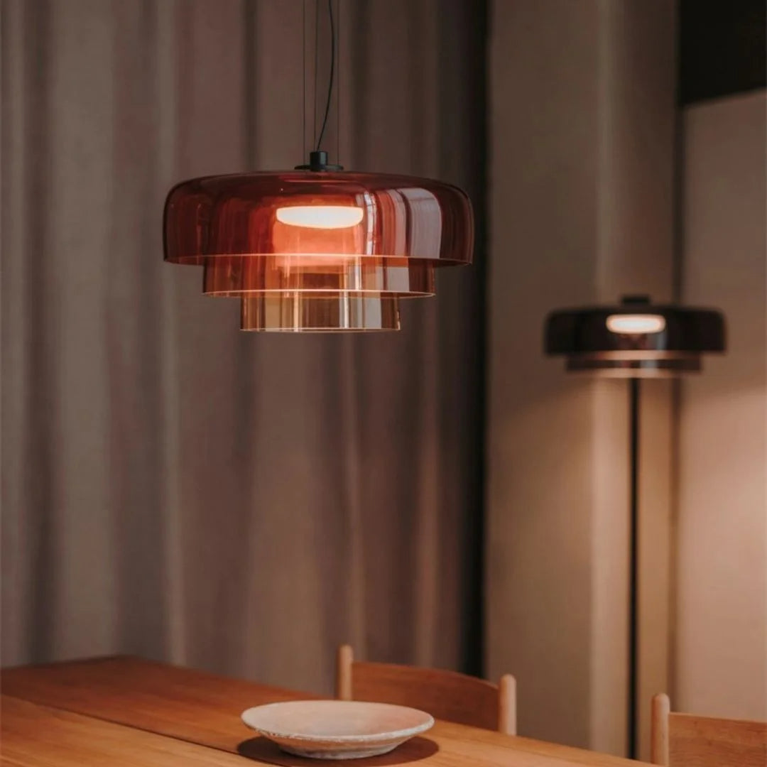 Pendant Light Glass 42.0 cm Orange Dining Room Kitchen Island Nordic Hanging Ceiling Lamp Warm LED Adjustable Cable | Thomler