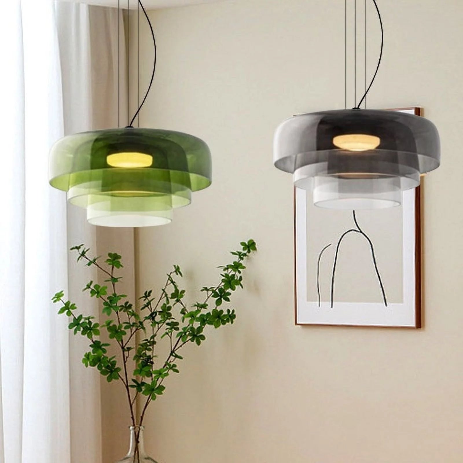 Pendant Light Glass 42.0 cm Orange Dining Room Kitchen Island Nordic Hanging Ceiling Lamp Warm LED Adjustable Cable | Thomler