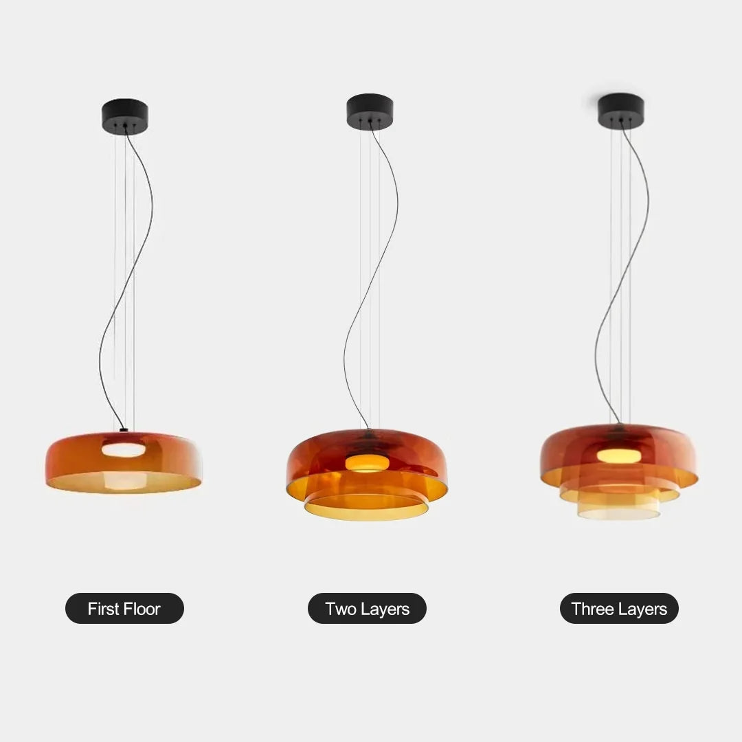 Pendant Light Glass 42.0 cm Orange Dining Room Kitchen Island Nordic Hanging Ceiling Lamp Warm LED Adjustable Cable | Thomler