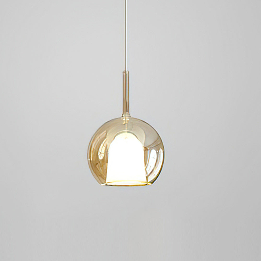 Pendant Light Glass Dome 9.8 in Indoor Dining Room Kitchen Island Ceiling Lamp | Thomler