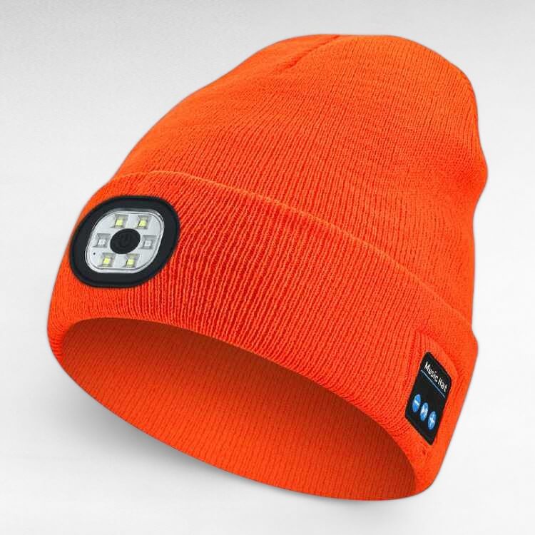 Rechargeable Bluetooth Beanie with Built-In LED Headlamp – Wireless Music Hat for Running, Hiking & Winter Outdoors | Thomler