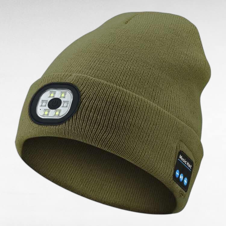 Rechargeable Bluetooth Beanie with Built-In LED Headlamp – Wireless Music Hat for Running, Hiking & Winter Outdoors | Thomler