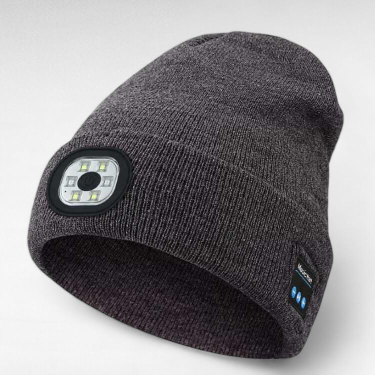Rechargeable Bluetooth Beanie with Built-In LED Headlamp – Wireless Music Hat for Running, Hiking & Winter Outdoors | Thomler