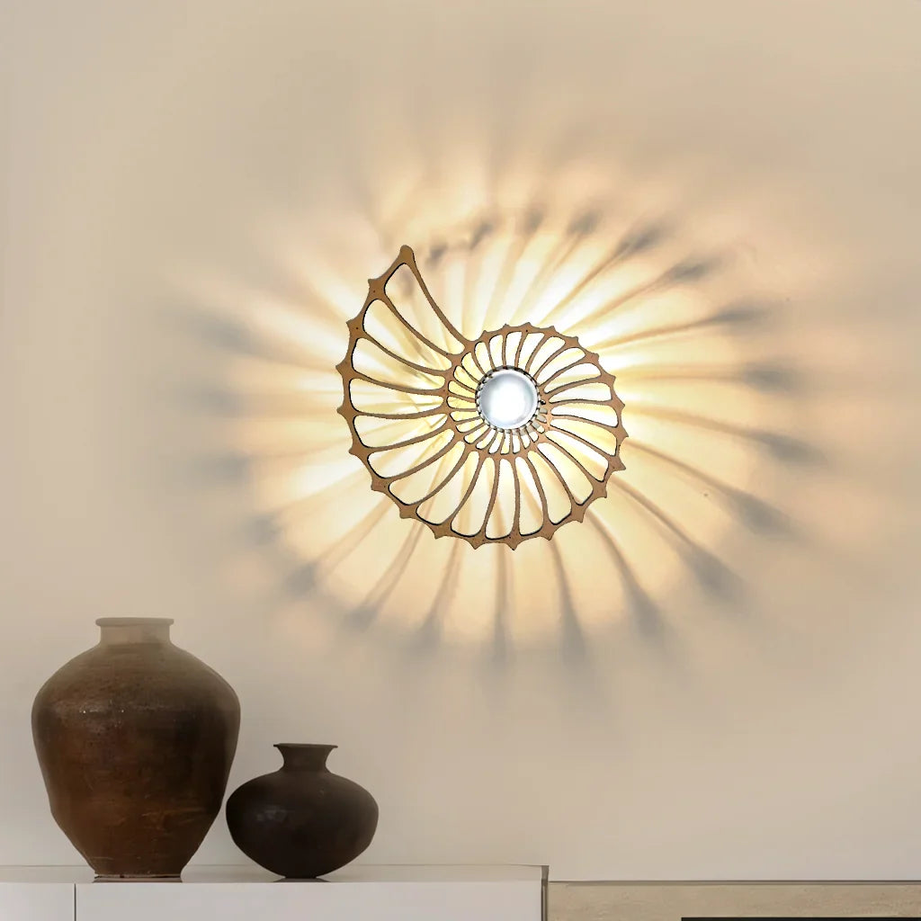 Wall Lamp Ceramic LED 7.9 in Nautilus Design Gold Black Living Room Bedroom Hallway Decorative Accent Lighting | Thomler
