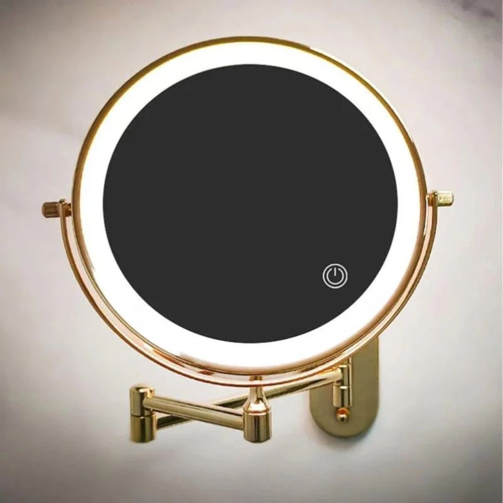 Wall-Mount Lighted Makeup Mirror Rechargeable Double-Sided Vanity Mirror 360° Swivel Adjustable Magnification Touch Control 3 Light Modes | Thomler