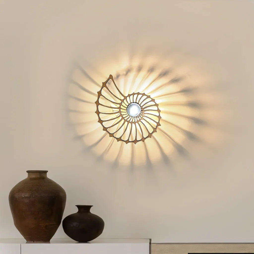 Wall Lamp Ceramic LED 7.9 in Nautilus Design Gold Black Living Room Bedroom Hallway Decorative Accent Lighting | Thomler