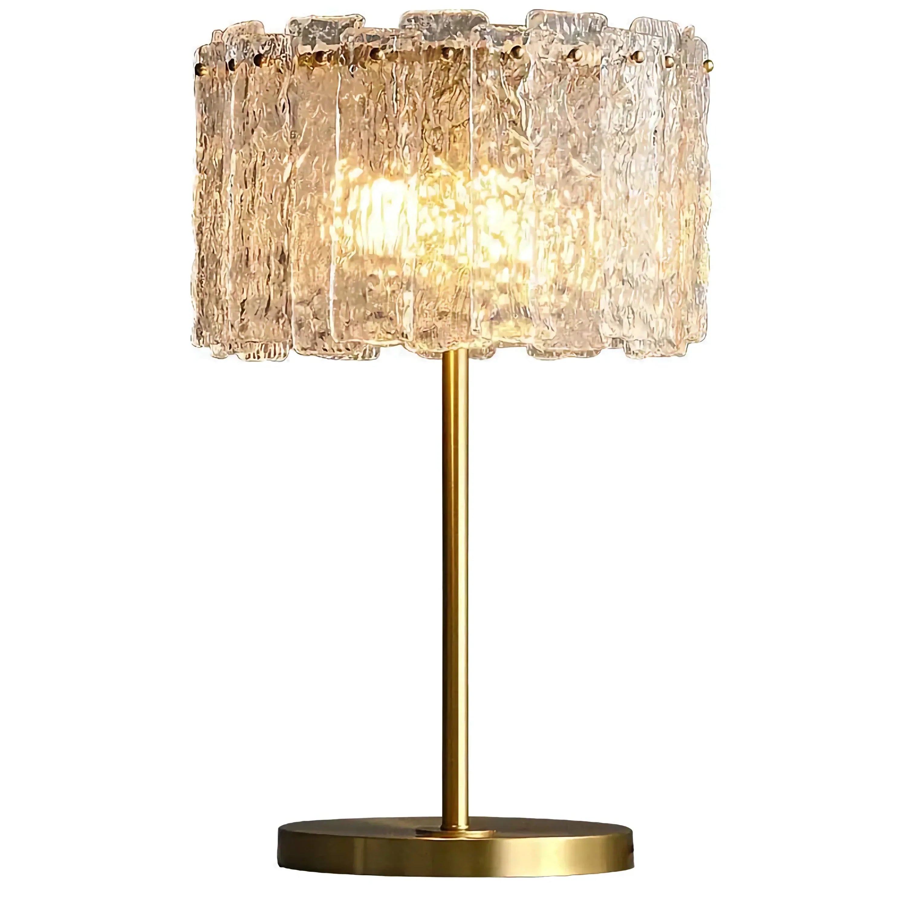 Table Lamp Glass 23.6 in Clear Brass Bedroom Living Room Textured Shade Modern Accent Lighting | Thomler