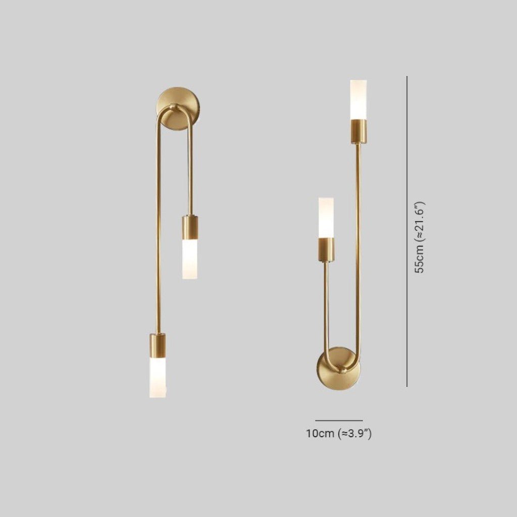 Vertical Brass Wall Light Dual Cylinder Sconce Frosted Shade Mid-Century for Bedroom Hallway Vanity Accent Lighting Contemporary Metal | Thomler