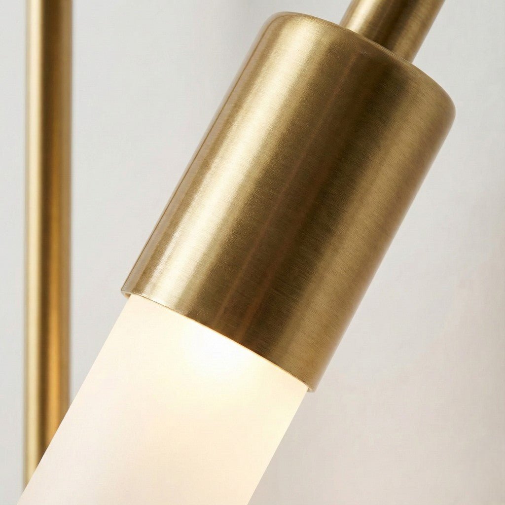 Vertical Brass Wall Light Dual Cylinder Sconce Frosted Shade Mid-Century for Bedroom Hallway Vanity Accent Lighting Contemporary Metal | Thomler