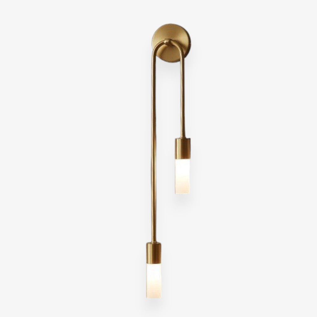 Vertical Brass Wall Light Dual Cylinder Sconce Frosted Shade Mid-Century for Bedroom Hallway Vanity Accent Lighting Contemporary Metal | Thomler