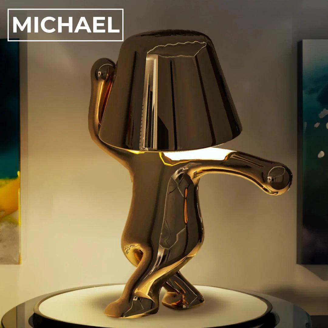 Table Lamp Gold Figurine 7.6 in LED Wireless Desk Decorative Dancing Accent Light USB Rechargeable Home Decor | Thomler