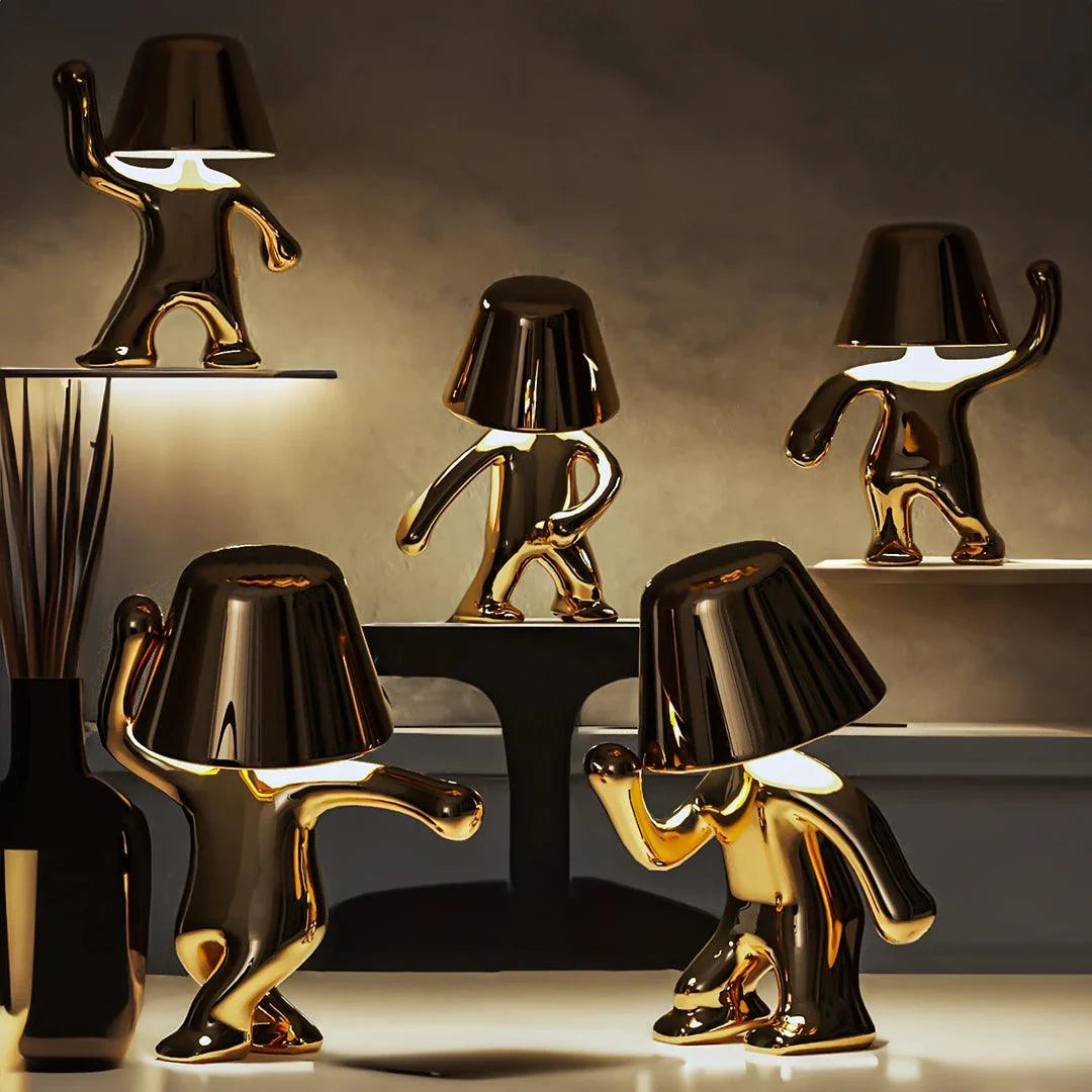 Table Lamp Gold Figurine 7.6 in LED Wireless Desk Decorative Dancing Accent Light USB Rechargeable Home Decor | Thomler