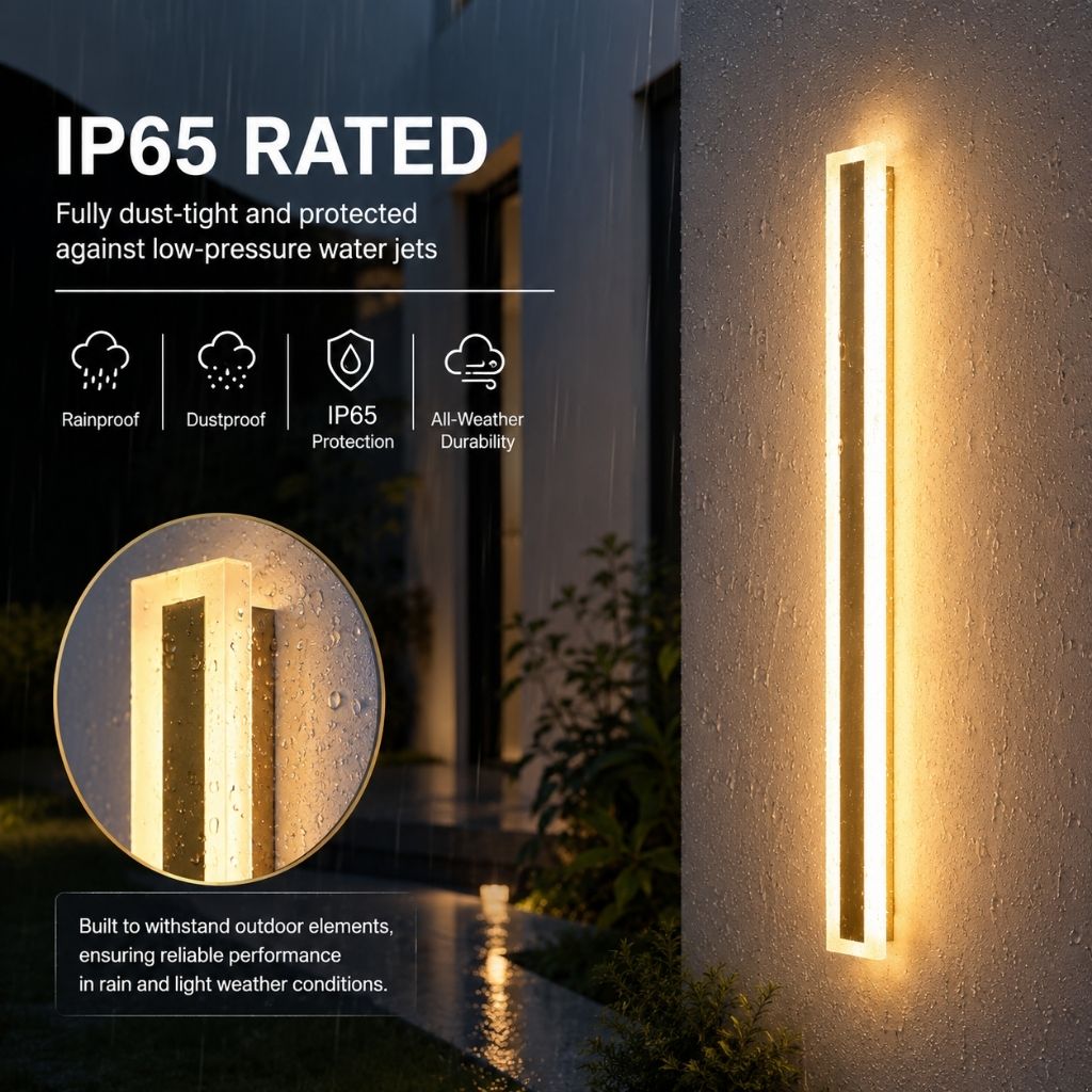 Linear Outdoor LED Wall Sconce Gold Finish Waterproof Dimmable IP65 Hardwired AC 85-265V Modern Exterior Lighting for Patio Garden Porch | Thomler