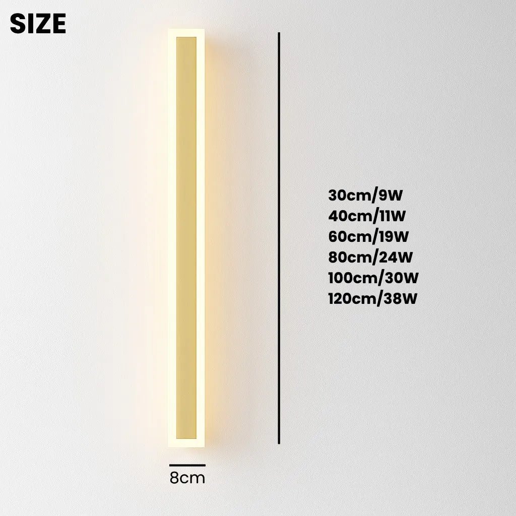 Linear Outdoor LED Wall Sconce Gold Finish Waterproof Dimmable IP65 Hardwired AC 85-265V Modern Exterior Lighting for Patio Garden Porch | Thomler