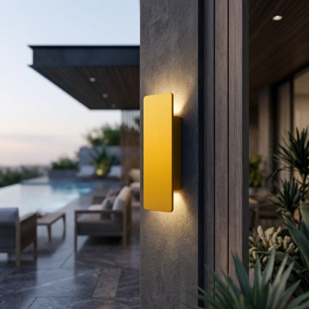 Outdoor Aluminum LED Wall Sconce Gold Finish IP65 Weatherproof Hardwired for Patio Porch Entryway 6W 18W 24W Options 2700K 6500K Lighting | Thomler