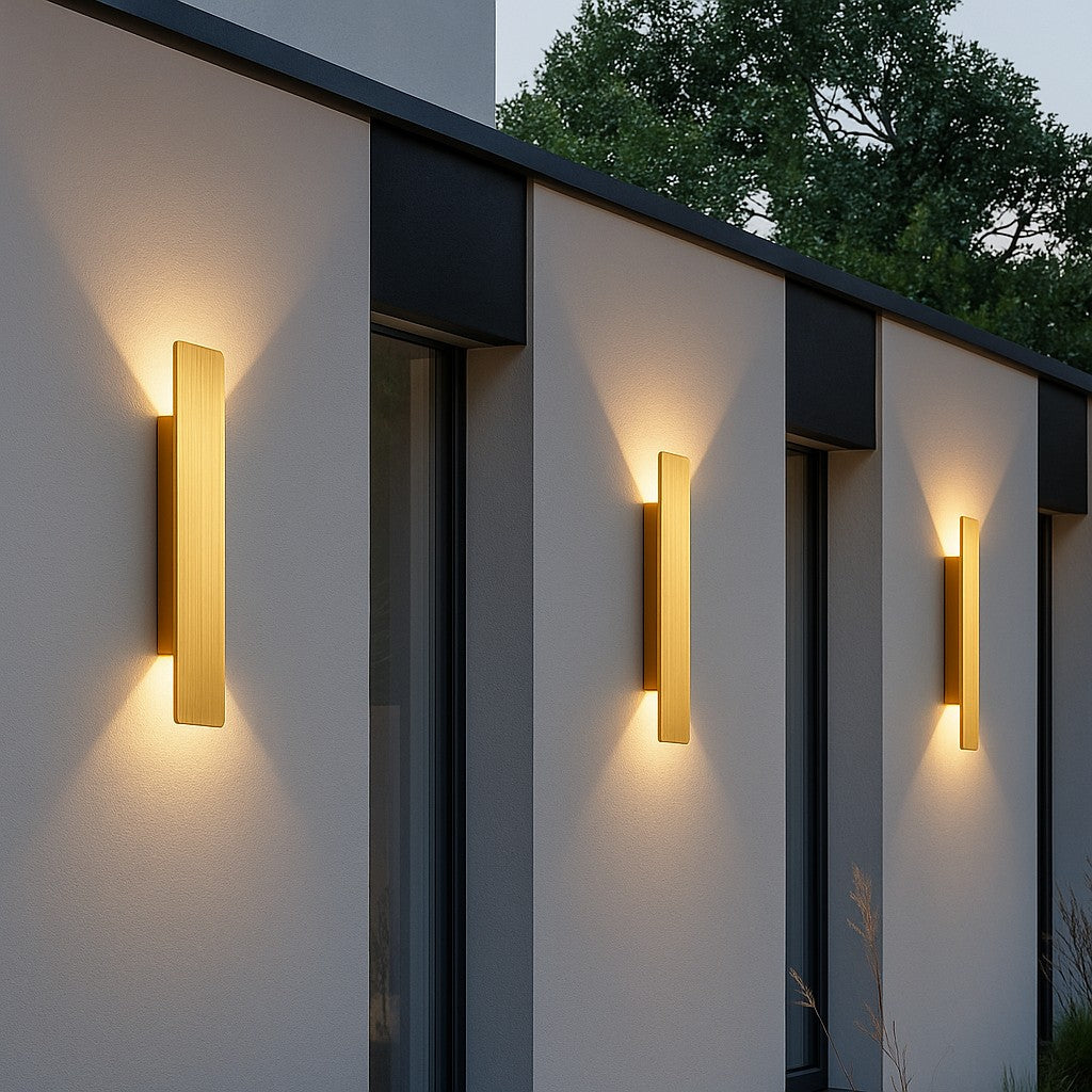 Wall Lamp Aluminium Integrated LED Gold Outdoor Facade Terrace Garden Waterproof Up Down Lighting Fixture | Thomler