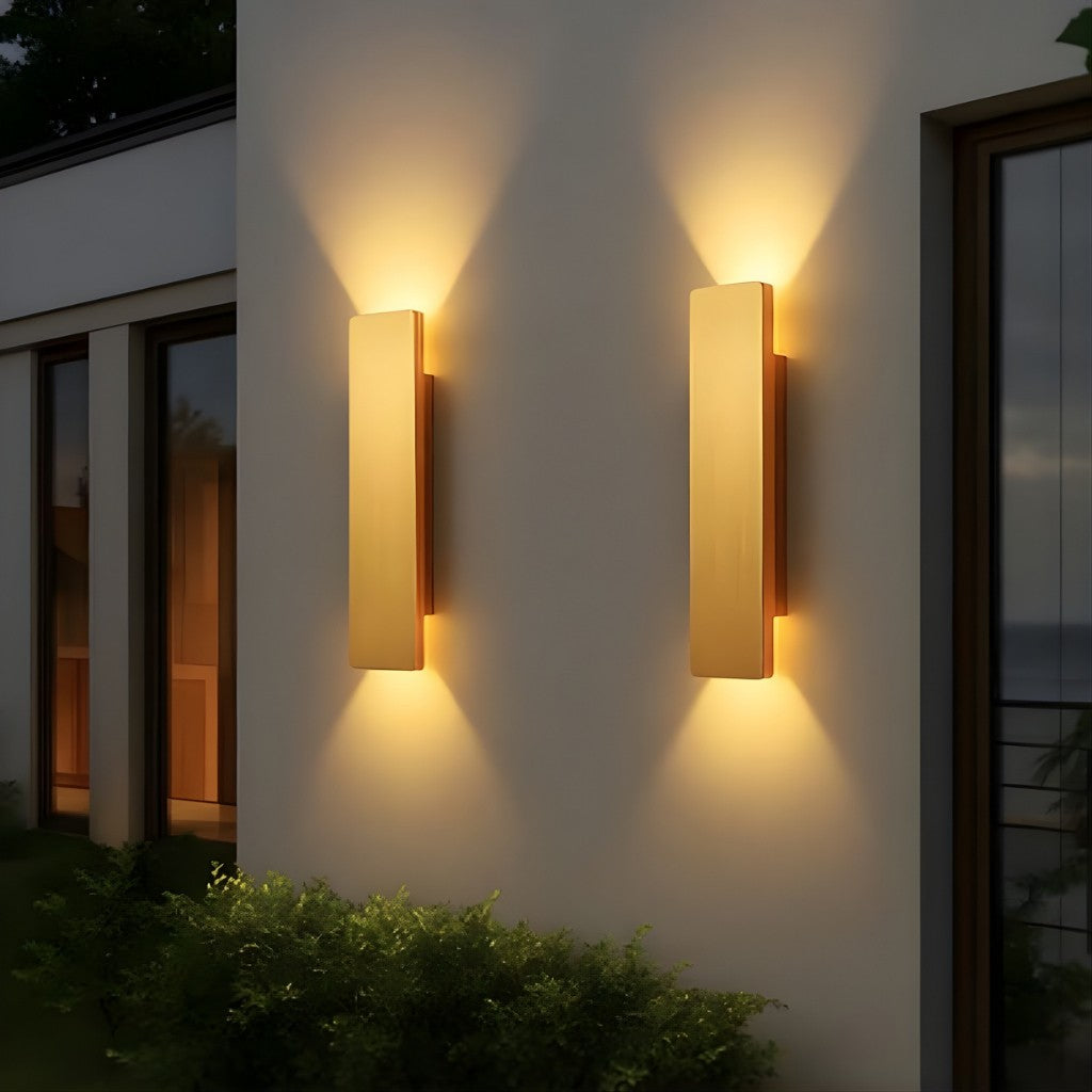 Wall Lamp Aluminium Integrated LED Gold Outdoor Facade Terrace Garden Waterproof Up Down Lighting Fixture | Thomler