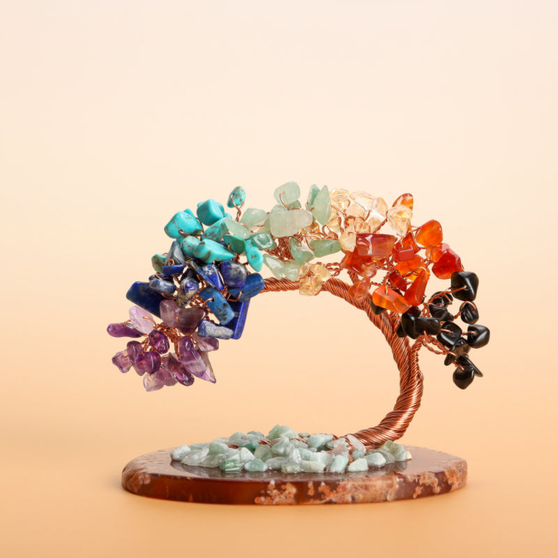 Chakra Crystal Tree Sculpture with Copper Wire & Natural Gemstones for Home Decor | Thomler