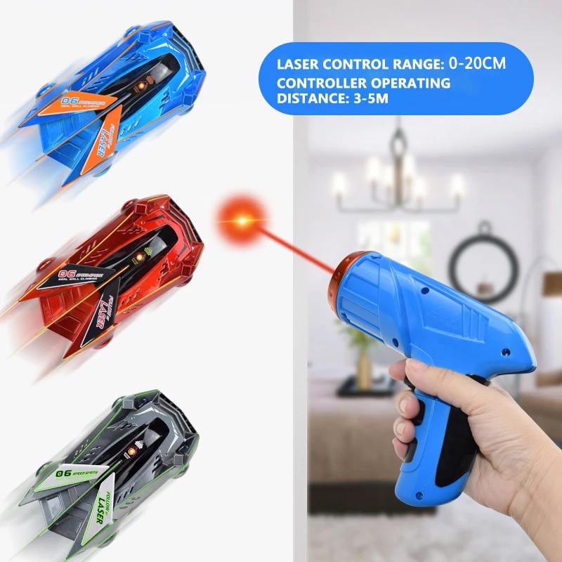 Wall-Climbing RC Car with Laser Remote – Anti-Gravity Stunt Racer for Smooth Surfaces, LED Lights, 360° Spins, Ages 3+ | Thomler