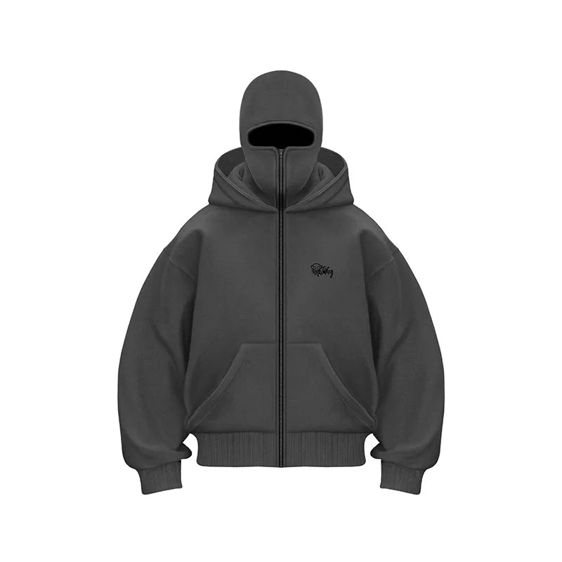 Full-Face Zippered Hoodie for Men – Cold-Weather Sweatshirt with Integrated Ski Mask & Fleece Lining for Winter Sports | Thomler