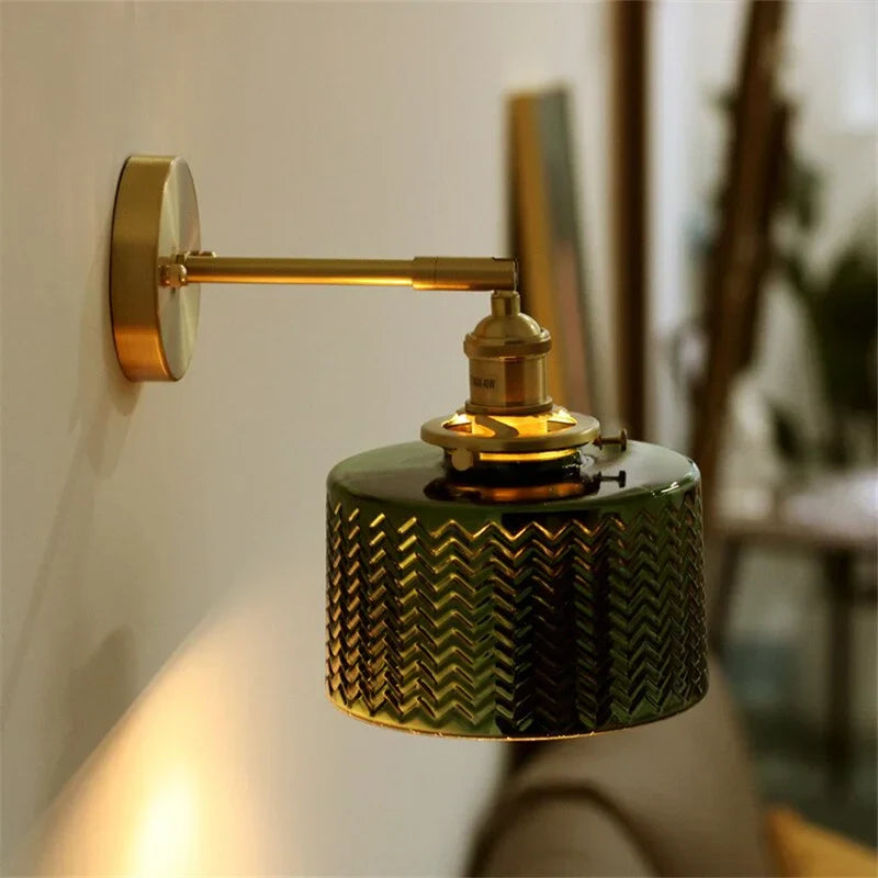 Wall Lamp Glass Shade 6.3 in Adjustable Green Bedroom Living Room Hallway Modern Scandinavian Sconce Lighting Fixture | Thomler