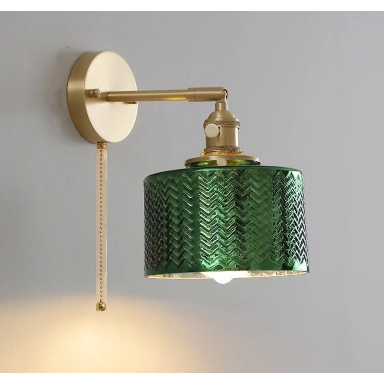 Wall Lamp Glass Shade 6.3 in Adjustable Green Bedroom Living Room Hallway Modern Scandinavian Sconce Lighting Fixture | Thomler