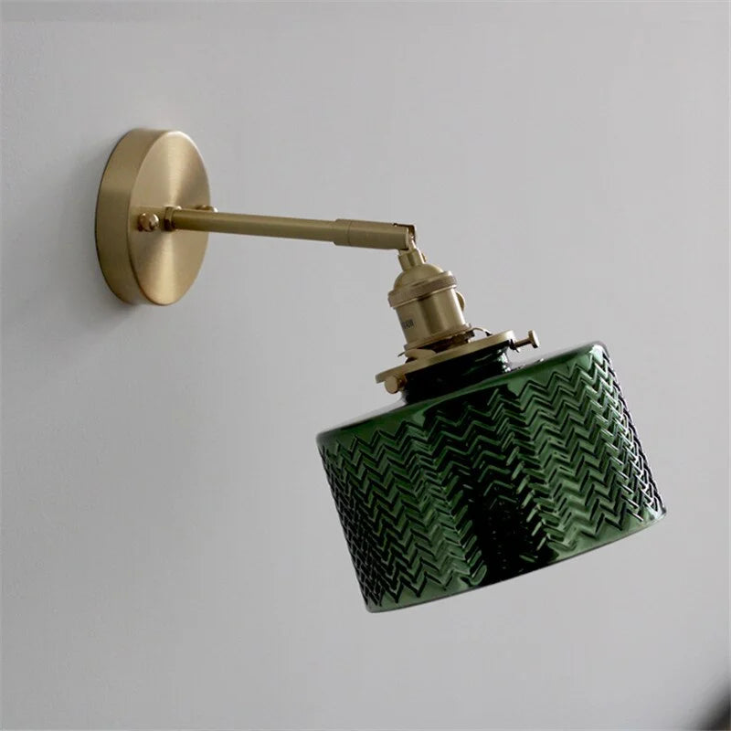 Wall Lamp Glass Shade 6.3 in Adjustable Green Bedroom Living Room Hallway Modern Scandinavian Sconce Lighting Fixture | Thomler