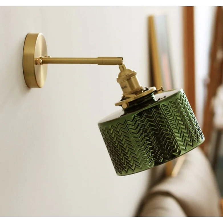 Wall Lamp Glass Shade 6.3 in Adjustable Green Bedroom Living Room Hallway Modern Scandinavian Sconce Lighting Fixture | Thomler