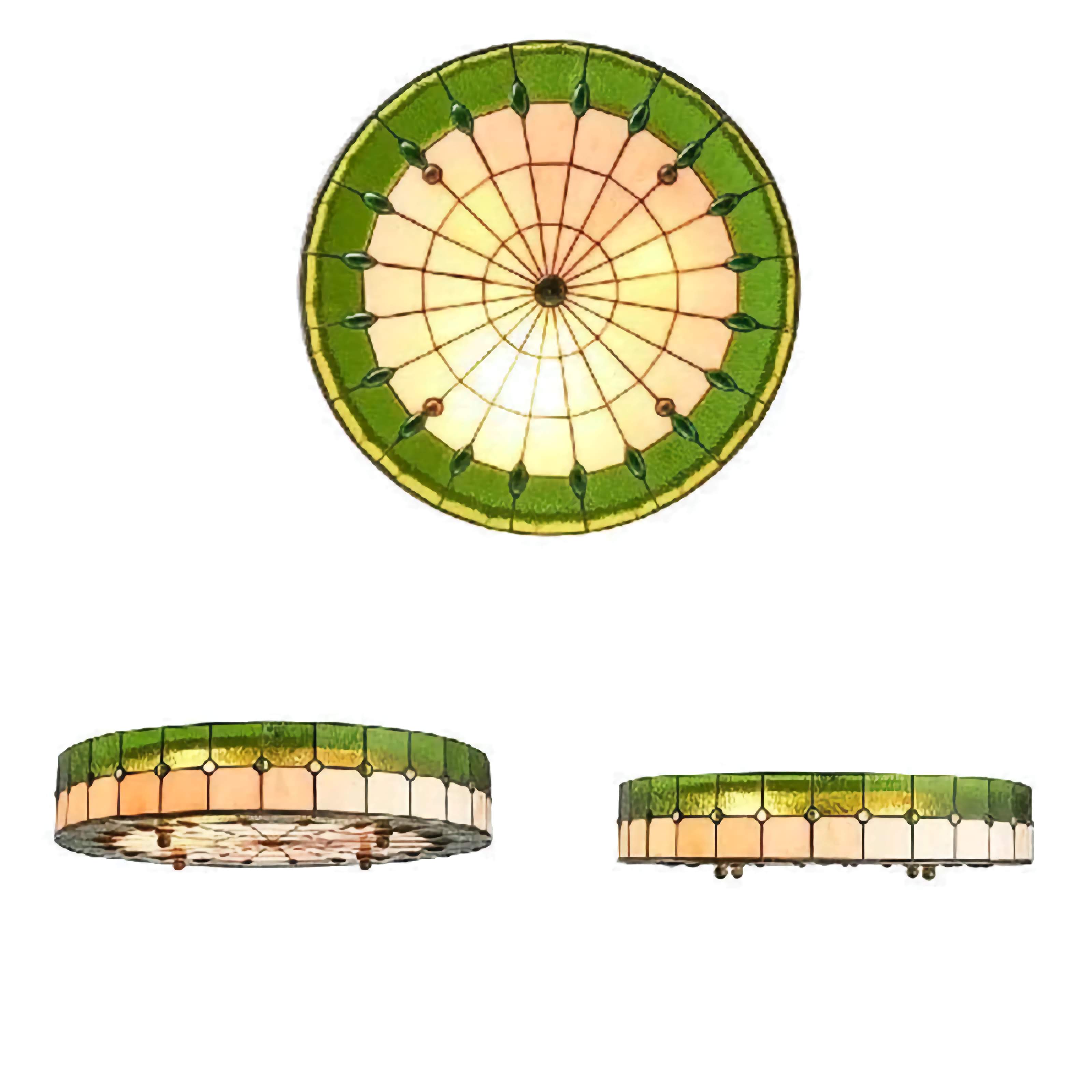 Ceiling Light Glass Flush Mount 20 in Green Tiffany Style Living Room Bedroom Dining Room Fixture Decorative Lighting | Thomler