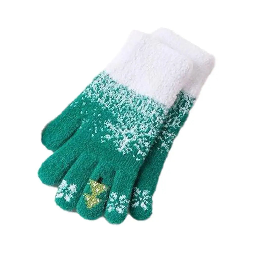 Convertible Mitten Gloves with Fold-Back Finger Covers – Plush Fleece Winter Hand Warmers for Women & Teens – Holiday Embroidered Design | Thomler