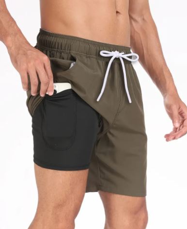 Men's Quick-Dry Swim Trunks with Phone Pocket | Stretch Board Shorts for Beach & Pool | Athletic Leisure Swimwear | Thomler