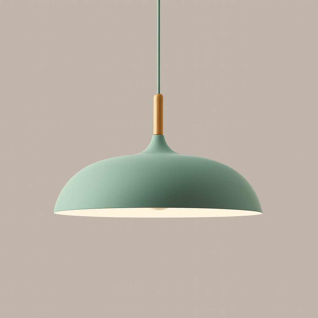 Pendant Light Aluminium Wood 35.0 cm Pastel Dining Room Kitchen Island Hanging Ceiling Lamp E27 Retro Dome Globe | Thomler
