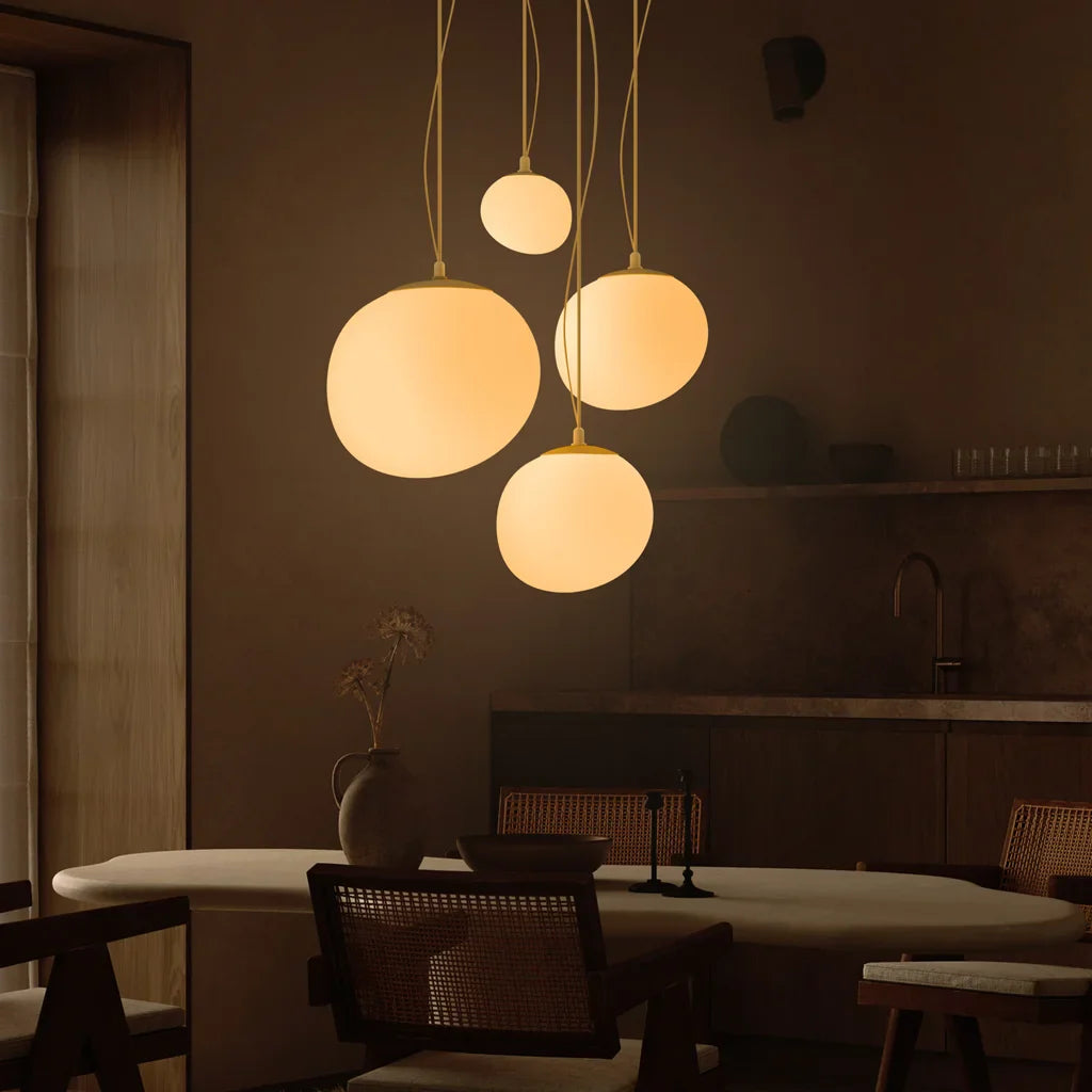 Pendant Light Glass Oval 18 in White Dining Room Living Room Bedroom Multi-Size Hanging Lamp | Thomler