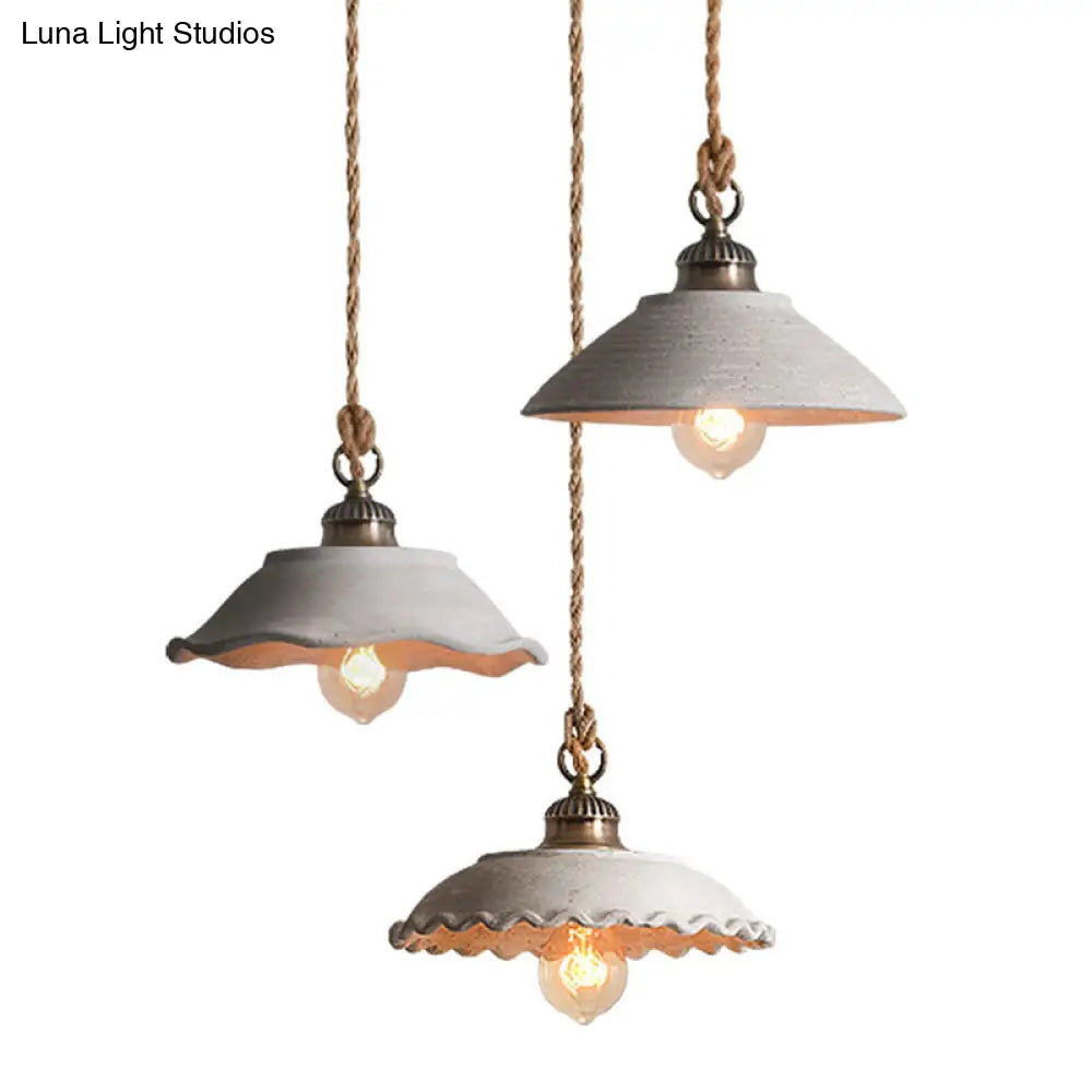 Concrete Pendant Light Fixture Gray Industrial Ceiling Lamp E26 Base Minimalist Hanging Shade for Kitchen Island Dining Room Living Room | Thomler