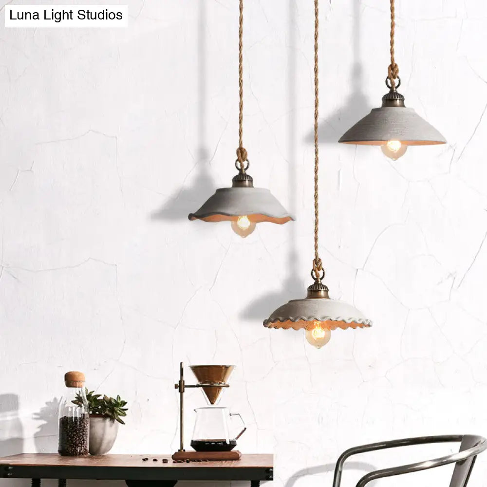 Concrete Pendant Light Fixture Gray Industrial Ceiling Lamp E26 Base Minimalist Hanging Shade for Kitchen Island Dining Room Living Room | Thomler