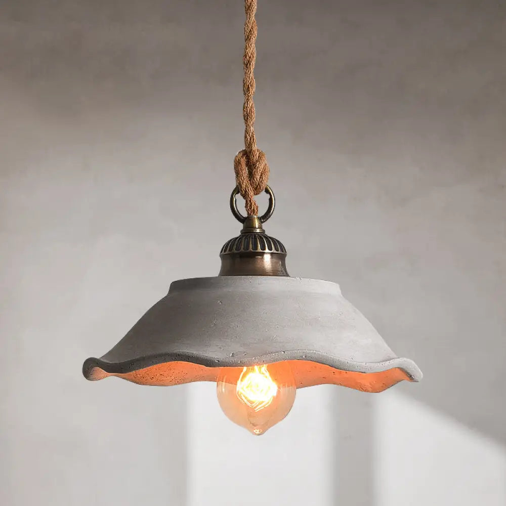 Concrete Pendant Light Fixture Gray Industrial Ceiling Lamp E26 Base Minimalist Hanging Shade for Kitchen Island Dining Room Living Room | Thomler